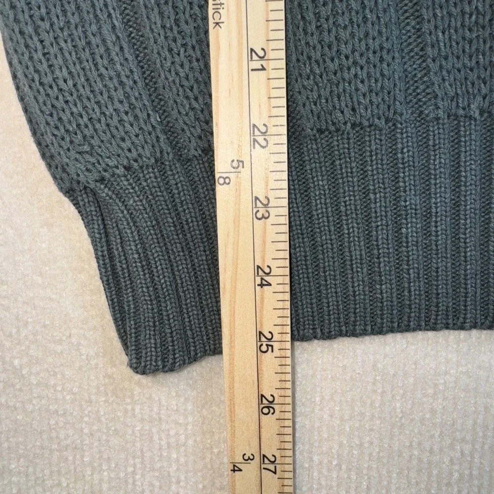 Henry Grethel Sweater Mens Medium Blue Grey Cable Knit Mock Neck Cotton Chunky